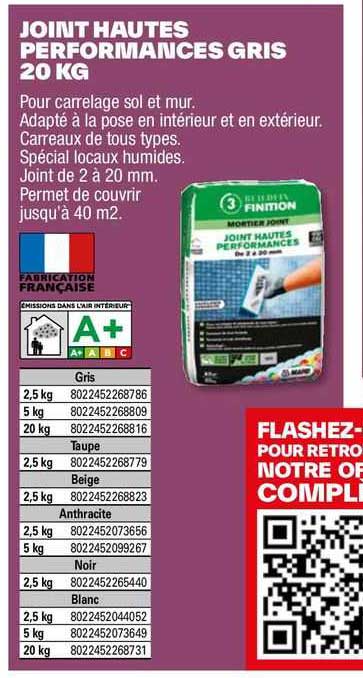 joint hautes performances gris 20 kg