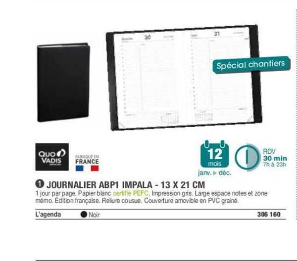 journalier abp1 impala - 13 x 21 cm quo vadis