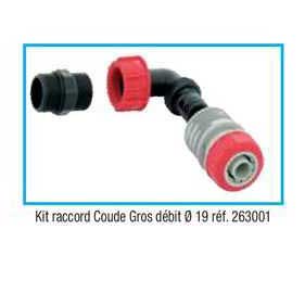 kit raccord coude gros débit ø 19