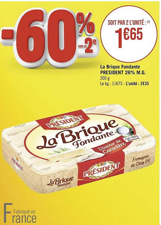 la brique fondante présidente 26% m.g.