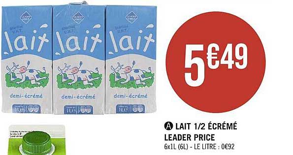 lait 1/2 écrémé leader price