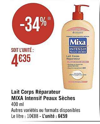 lait corps réparateur mixa intensif peaux sèches