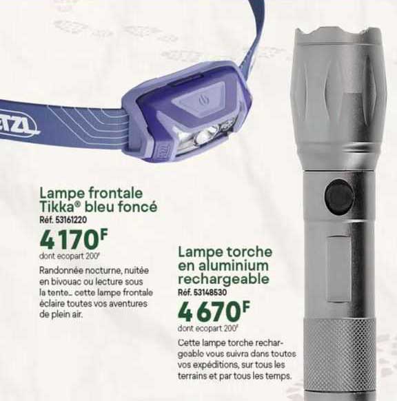 lampe frontale tikka bleu foncé, lampe torche en aluminium rechargeable