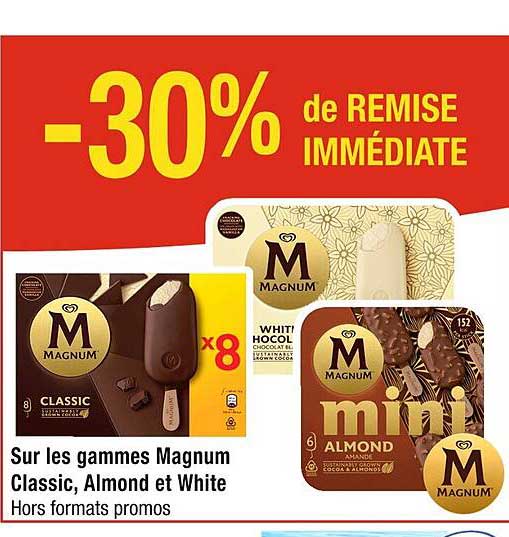 les gammes magnum classic, almond et white