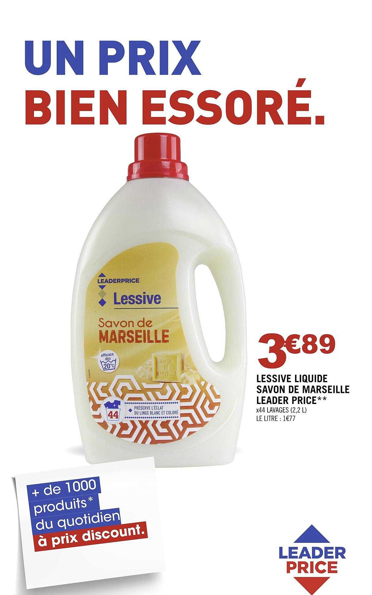 lessive liquide savon de marseille leader price