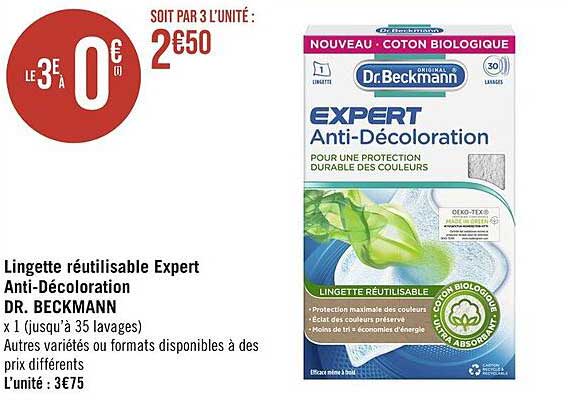 lingette réutilisable expert anti-décoloration dr beckmann