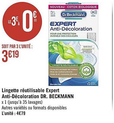 lingette réutilisable expert anti-décoloration dr. beckmann