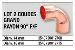 lot 2 coudes grand rayon 90° f f