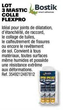 Lot 3 Mastic Colle Flexpro Bostik