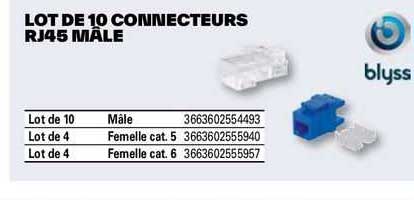 lot de 10 connecteurs rj45 mâle blyss