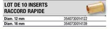 lot de 10 inserts raccrod rapide