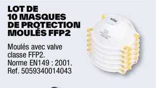 lot de 10 masques de protection moulé ffp2