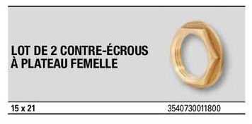 Lot De 2 Contre-écrous à Plateau Femelle