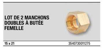 lot de 2 manchons doubles à butée femelle