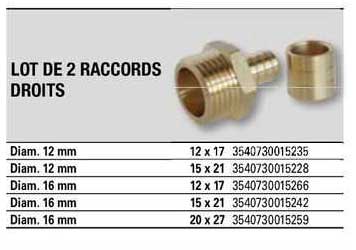 Lot De 2 Raccords Droits