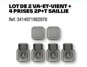 lot de 2 va-et-vient + 4 prises 2p+t saillie
