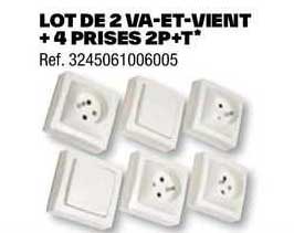lot de 2 va-et-vient + 4 prises 2p+t