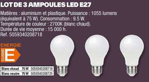 Lot De 3 Ampoules Led E27