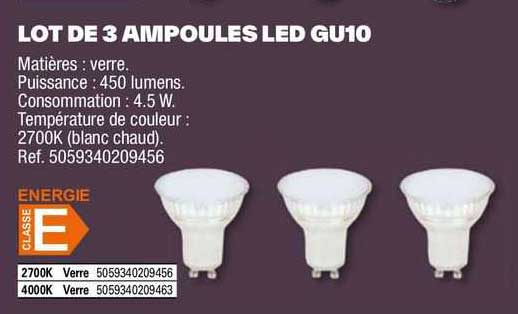 lot de 3 ampoules led gu10