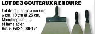 lot de 3 couteaux à enduire