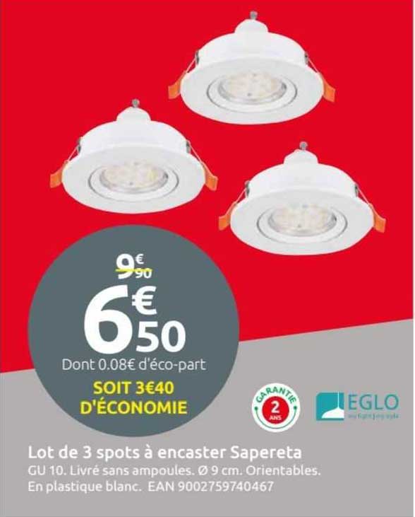 lot de 3 spots à encastrer sapereta eglo