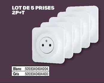 lot de 5 prises 2p+t
