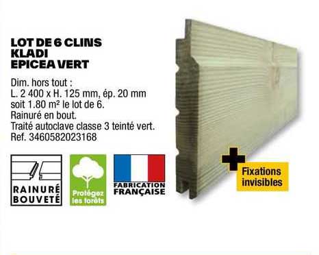 lot de 6 clins kladi epicea vert