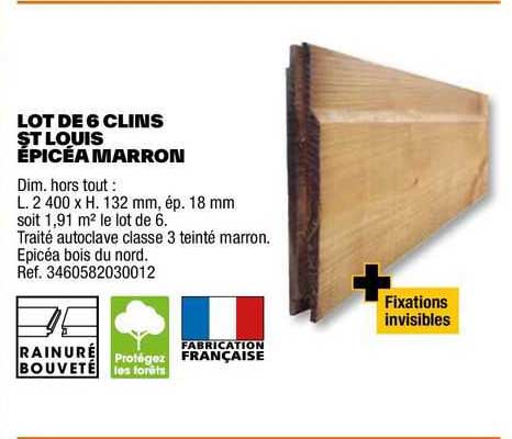 lot de 6 clins st louis épicéa marron