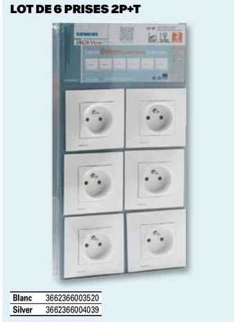 lot de 6 prises 2p+t