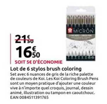 lot de 6 stylos brush coloring