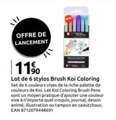 lot de 6 stylos brush koi coloring