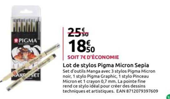 lot de stylos pigma micron sepia