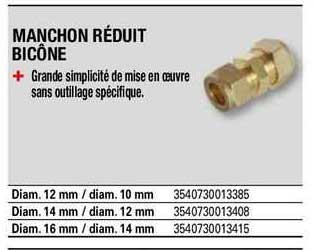 manchon réduit bicône
