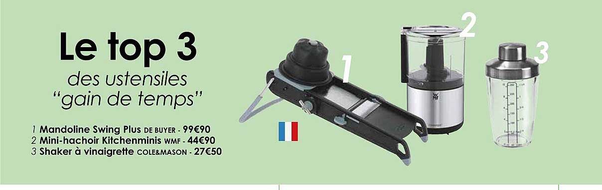 mandoline swing plus de buyer, mini-hachoir kitchenminis wmf, shaker à vinaigrette cole & mason