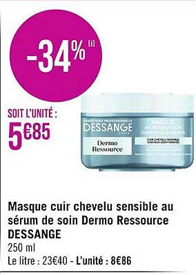 masque cuir chevelu sensible au sérum de soin dermo ressource dessange