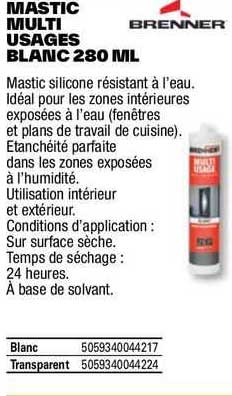 mastic multi usages blanc 280 ml brenner