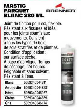 mastic parquet blanc 280 ml brenner