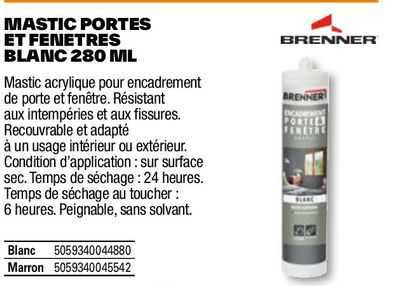 mastic portes et fenêtres blanc 280 ml brenner