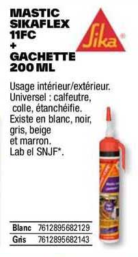 mastic sikaflex 11fc + gachette 200 ml sika