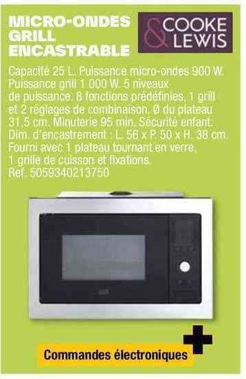 micro-ondes grill encastrable cooke & lewis