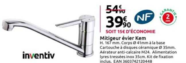 mitigeur évier kem inventiv
