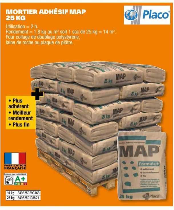 mortier adhésif map 25 kg placo