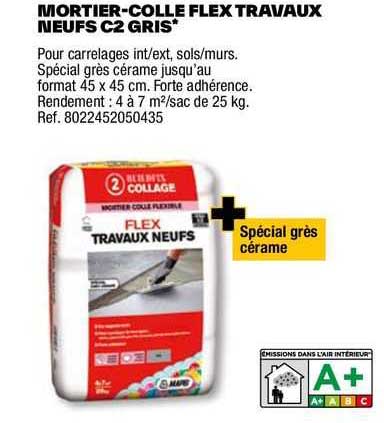 mortier-colle flex travaux neufs c2 gris