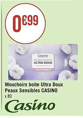 mouchoirs boîte ultra doux peaux sensibles casino