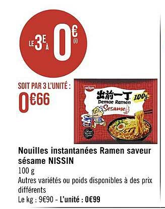 Nouilles Instantanées Ramen Saveur Sésame Nissin