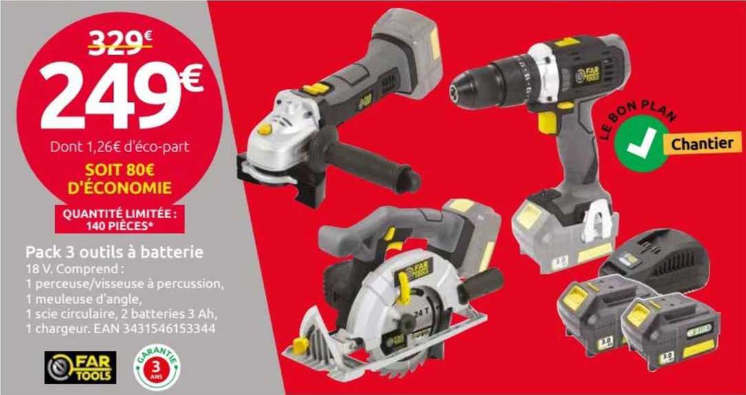 pack 3 outils à batterie far tools