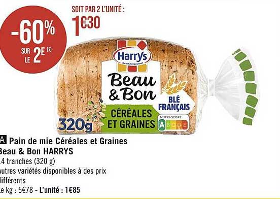 pain de mie céréales et graines beau & bon harrys