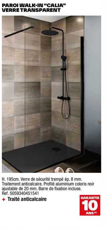 paroi walk-in "calia" verre transparent