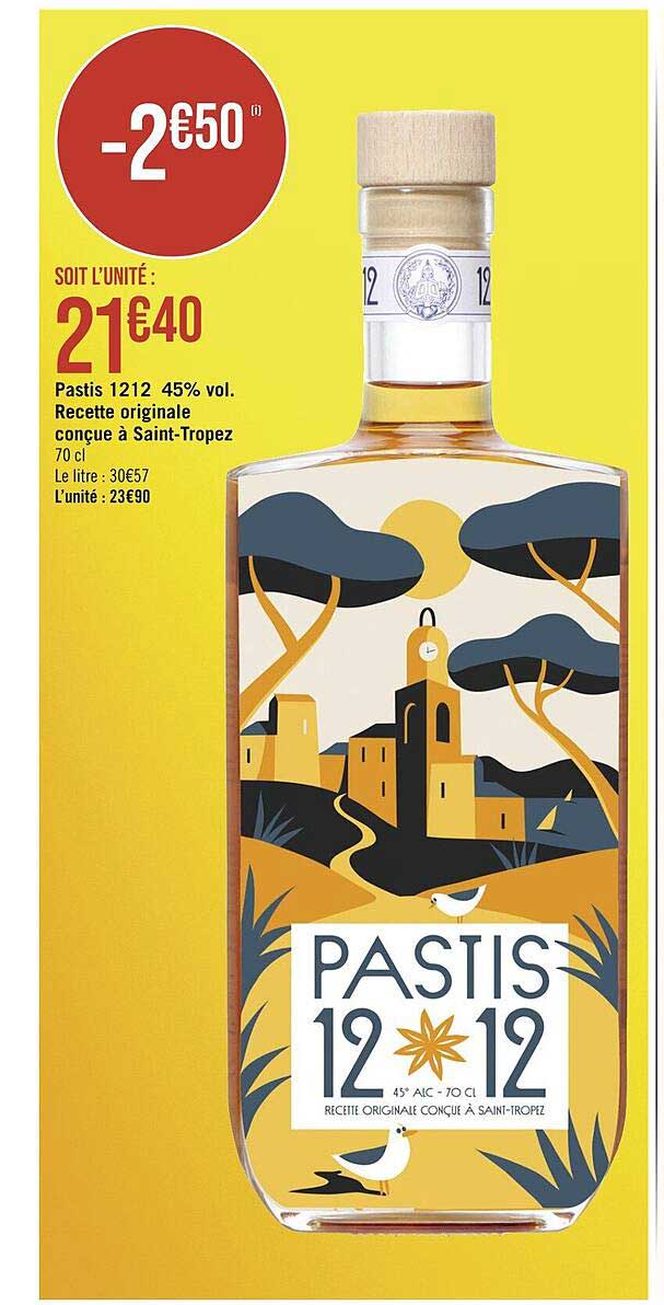 pastis 1212 45% vol. recette originale conçue à saint-tropez