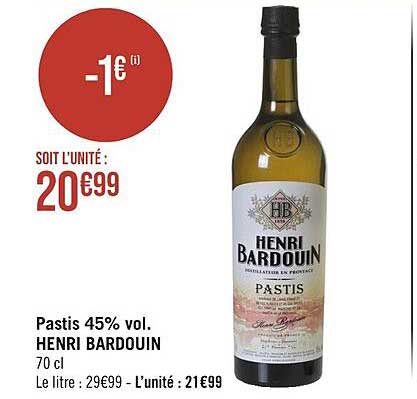pastis 45% vol. henri bardouin